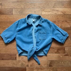 Haute Hippie Light Blue Tie-Front Denim Shirt